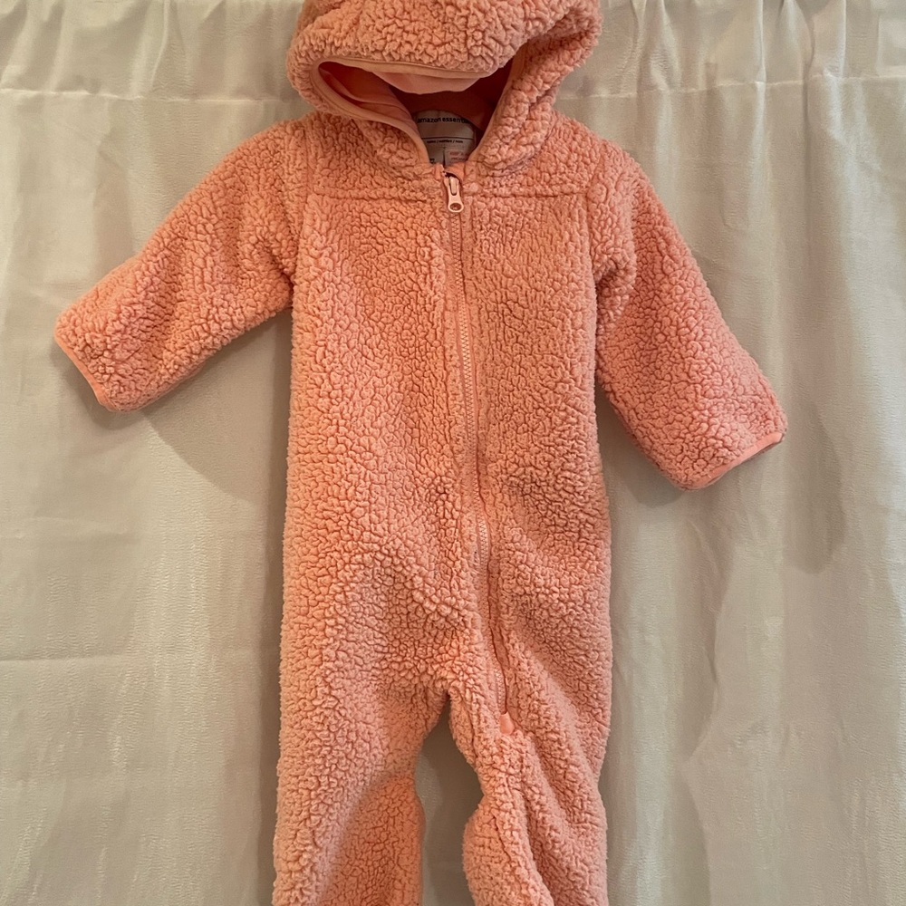 Amazon Essentials Hooded Pink Sherpa Bunting Suit 18-24 months